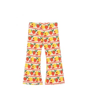 Girls Ivory & Yellow Flared Fruit Leggings