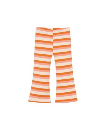 Girls Pink Striped Cotton Flared Leggings