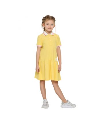 Girl Yellow Monogram Printed Dresses