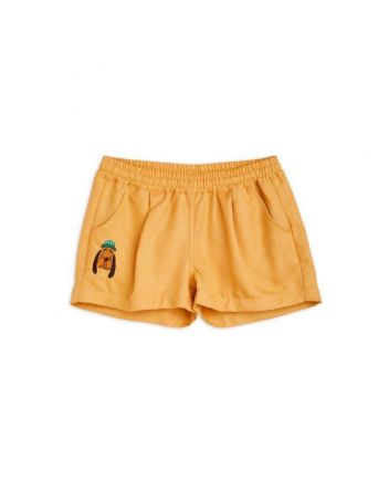 Beige Hound Dog-Print Shorts