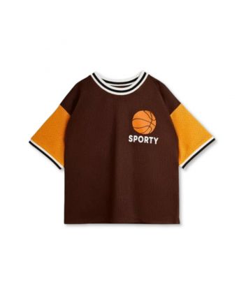 Boys Brown Basketball Mesh T-Shirt