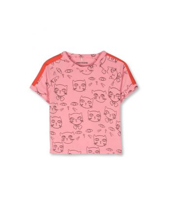 Girls Pink Organic Cotton Cat T-Shirt