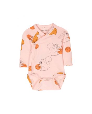 Baby Unisex Pink Squirrel-Print Romper