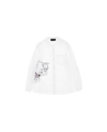 Boys White Spike Linen Shirt