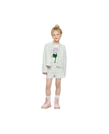 Chanel Fabric Blazer and Shorts Set, pink-green