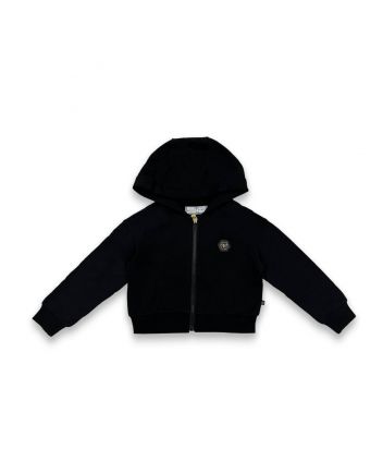 Girls Black Logo-Patch Zip Hoodie