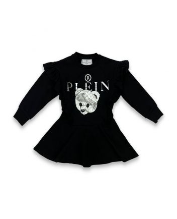 Girls Black Logo Print Dress