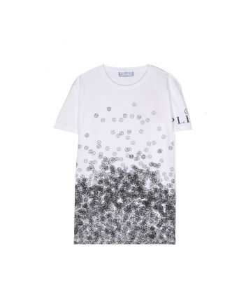 Boys White Abstract-Print Logo Cotton T-Shirt