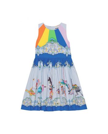 Girls Blue Organic Cotton Carousel Dress