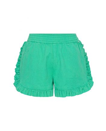Girls Green Ruffle Detail Cotton Shorts