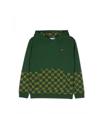 Boys Green Logo-Print Panelled Hoodie