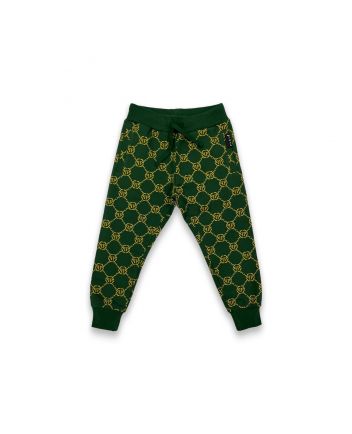 Boys Green All-Over Logo Print Trouser