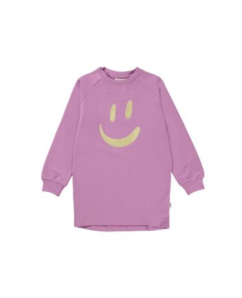 Girls Pink Smile Printed Full Sleeves Dress