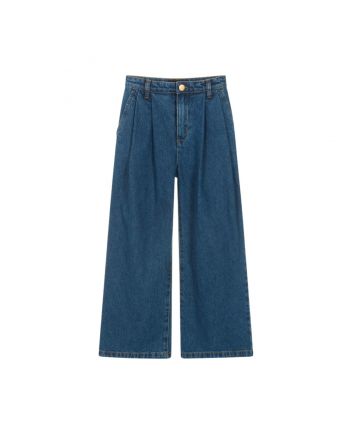 Girls Blue Denim Wide Leg Jeans