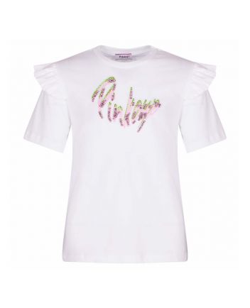 White Top With Studs And Ruffle Detailings