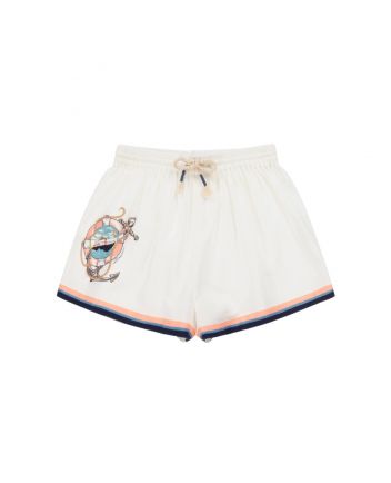 Girls Ivory Nautical Print Cotton Shorts
