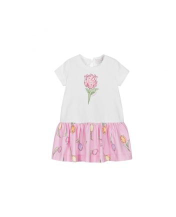 Girls White & Pink Tulip Dress