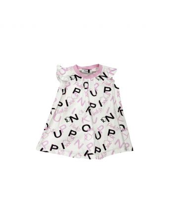 Girl White And Pink Cotton Half Sleeve Dress