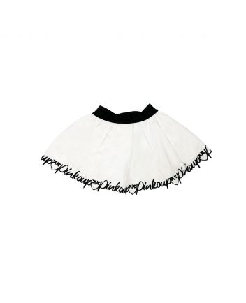 Girl White Cotton Logo Skirt