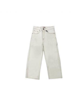 Girl White Cotton Logo Denim Jeans