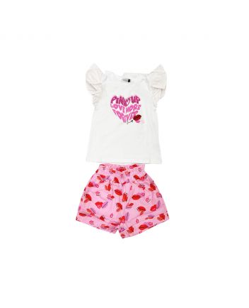 Girl Cream Cotton Short Set
