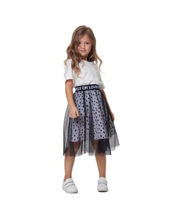 Mesh Skirt, white/black