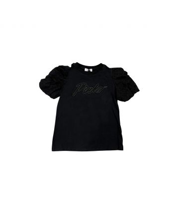 Girl Black Cotton T-Shirt