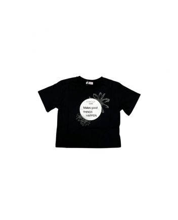Girl Black Cotton T-Shirt