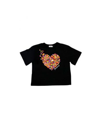 Girl Black Cotton T-Shirt