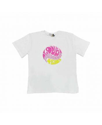 Girls White Cotton Logo T-Shirt