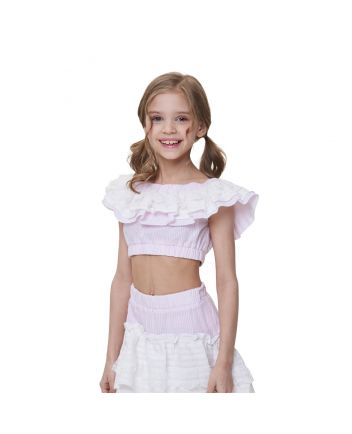 Ruffles Top- striped pink