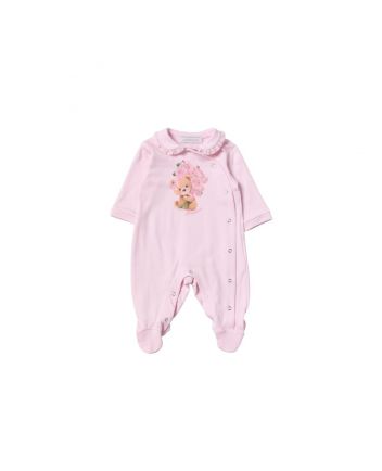 Baby Girls Pink Teddy Print Romper