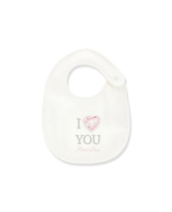 Baby Girls White I Love You Printed Bib