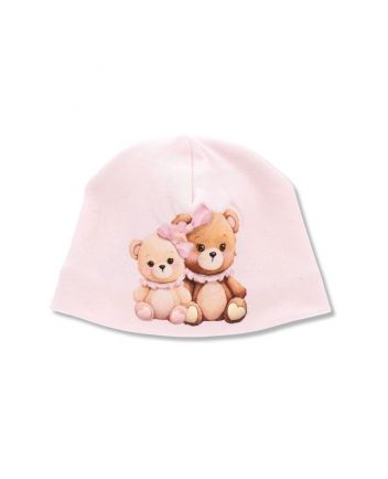 Baby Girls Pink Cotton Teddy Bear Hat