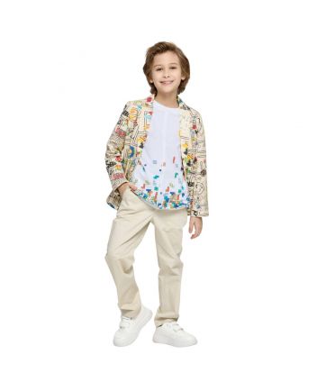 Boy Beige Solid Print Trouser