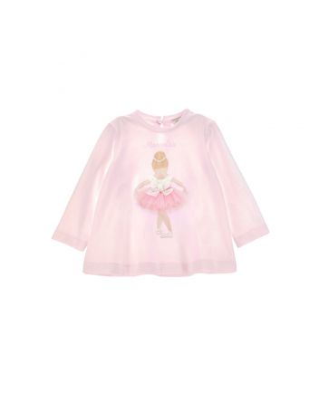 Girls Pink Cotton Ballerina T-shirt