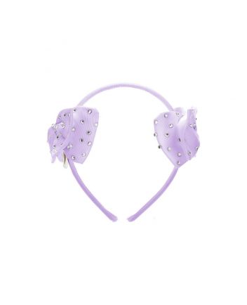 Girls Purple Double Bow Hairband