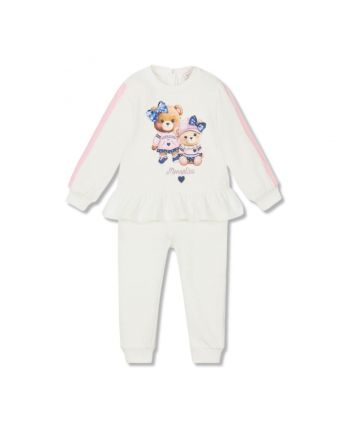 Baby Girls White Cotton Teddy Tracksuit
