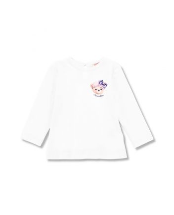 Baby Girls White Teddy-Print T-Shirt