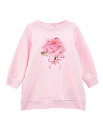 Baby Girls Pink Flower Print Cotton Dress