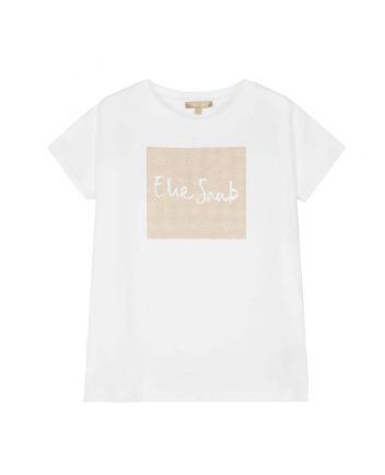 Girls White Beaded Logo T-Shirt