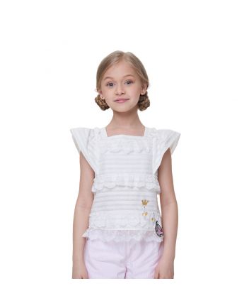 Lace Ruffles Blouse- white