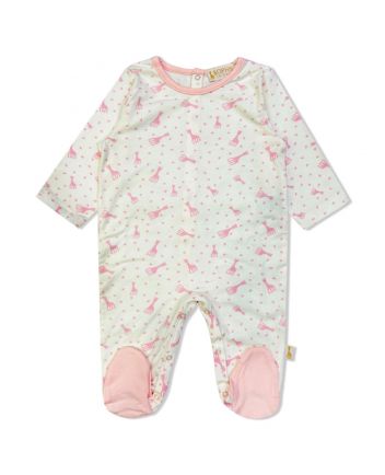 Baby Girl Ivory & Pink Logo-Print Romper