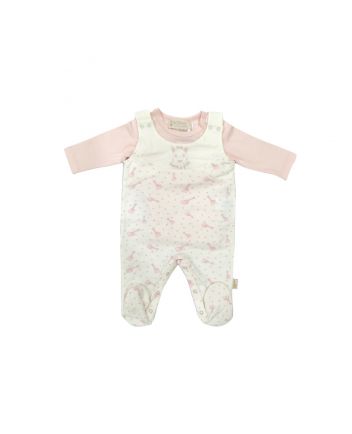 White & Pink Logo Printed Romper with Pink T-Shirt