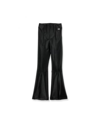 Girls Black Coated Fabric Trousers