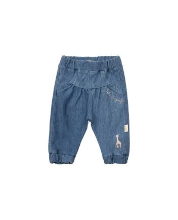 Baby Girls Blue Logo-Embroidered Trouser