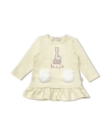 Baby Girls Cream Logo-Embroidered Dress