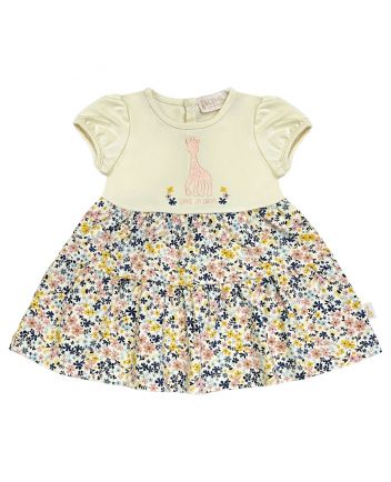 Baby Girls Cream Embroidery Logo Dress