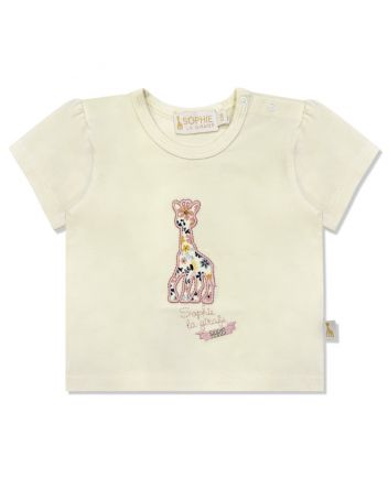 Baby Girls Cream Embroidery Logo T-Shirt