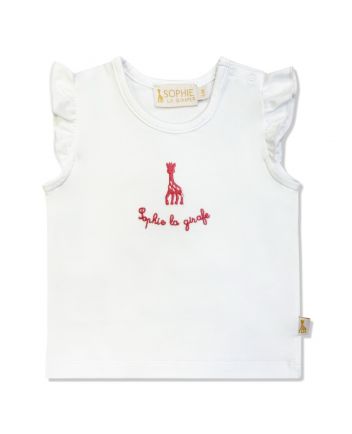 Baby Girls White Embroidery Logo T-Shirt